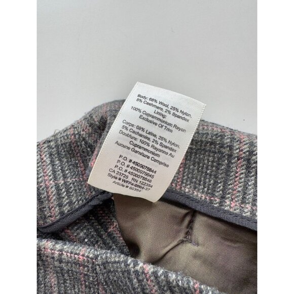 Aritzia WILFRED Chambery Grey Check Wool Cashmere Pleated Trouser Pants, Size 4 - Picture 10 of 15